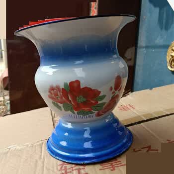 痰盂家用高脚加厚老人坐便器卧室带盖老式小尿桶 蓝色高脚痰盂 盖子