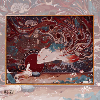 数字油画油彩画数字油画diy手工填充色解闷中国国潮古风少女与君奕g