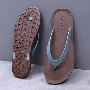 yamuu泰国进口橡胶拖鞋男防水防臭人字拖男士夏沙滩鞋防滑潮情侣灰蓝