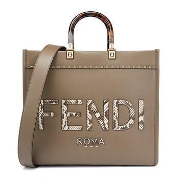【芬迪手提袋】芬迪 fendi 女士sunshine系列灰色牛皮蟒蛇纹fendi