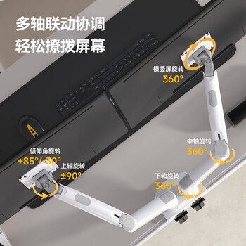NB ERGONOMIC双屏显示器支架 电脑显示器支架臂双屏幕 电脑支架台式 显示器增高架 电脑支架台式双屏F160-W