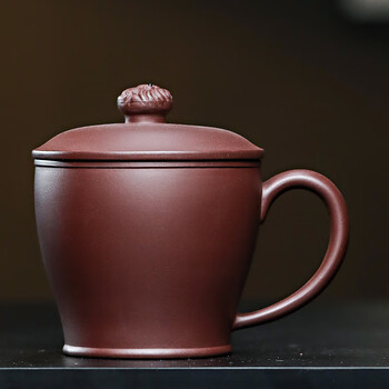 宜兴紫砂杯套装男女士款单杯盖杯带把带盖礼盒装礼品杯办公泡茶杯单杯