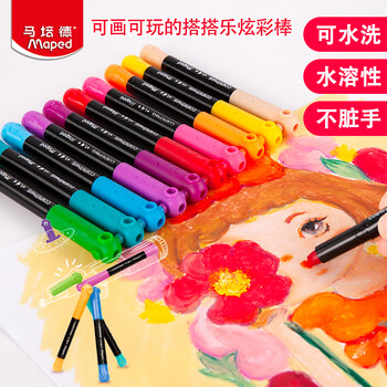 马培德(Maped)搭搭乐丝滑炫彩棒 可水洗幼儿学生绘彩油画棒 初学美术彩绘涂鸦画笔 836524CH趣玩【24色/塑盒装】 马培德(Maped)搭搭乐丝滑炫彩棒 可水洗幼儿学生绘彩油画棒 初学美术彩绘涂鸦画笔 836524CH趣玩【24色/塑盒装】
