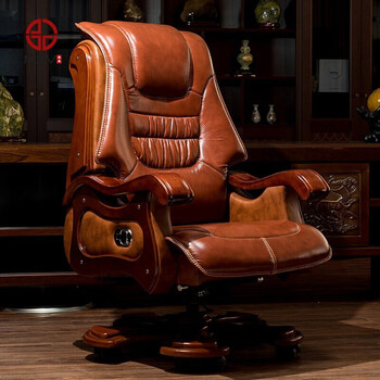mev品牌  高档真皮老板椅商务办公椅可躺按摩椅牛皮大班椅总裁椅子