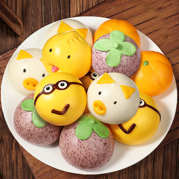 鲜有志卡通包子儿童早餐半成品宝宝奶黄包猪猪包豆沙特色果蔬 奶黄馅