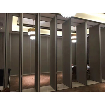 酒店活动隔断宴会厅吊轨道移动隔墙饭店办公室推拉屏风包间折叠门 75