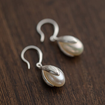 可颖a淡水珍珠银耳环s925银女复古中年耳钉耳饰女耳坠妈妈款珍珠耳环