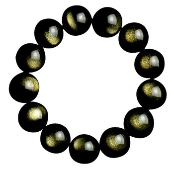 瓶凡雁唐金曜石手链男招财天然水晶黑曜石双金眼金曜石女手串佛8mm每