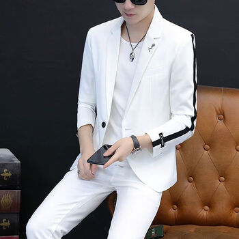 春秋西装男套装三件套休闲修身潮流帅气单件小西服外套男 hm3770