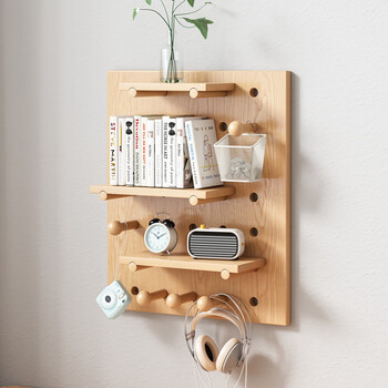 众淘洞洞板墙上置物架墙壁墙面挂墙置物架隔板装饰展示收纳架木纹色