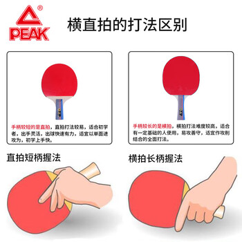 匹克PEAK五星级乒乓球拍横直比赛成品对拍套拍含拍包球10只 5星横直