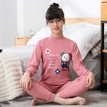 3-16岁大孩子小女孩冬天穿的秋衣打底女中大童内衣棉秋衣秋裤套装少女