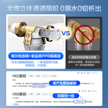 海尔前置过滤器大通量家用智能净水器40微米自动反冲洗精滤全屋非直饮净水机HQZ50-XFAZ08