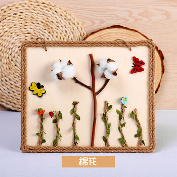 树枝画相框森系环创装饰田园风手工制作木艺画 乳白色 树枝画【棉花】