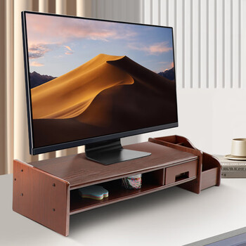 倍方（befon）电脑显示器增高架 多功能收纳 显示器桌笔记本台式电脑支架 单抽屉胡桃色22525