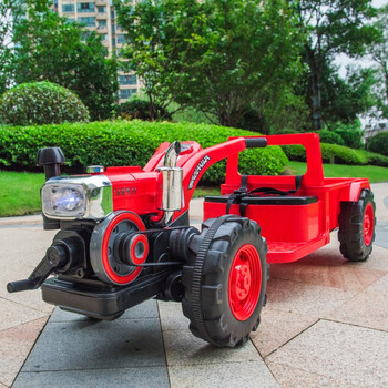 网红儿童电动车手扶拖拉机玩具车可坐人大号小男孩宝宝四轮汽车红色