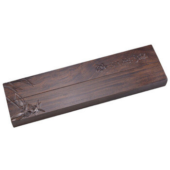 芬尚  淡泊明志浮雕镇尺 送朋友礼物 学生毛笔书法国画用压纸黑檀镇纸锦盒一对装30*4.2*2cm