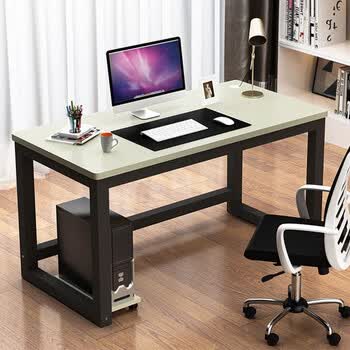 电脑桌台式家用桌子现代简约写字桌办公学习简易书桌  浅胡桃色 白枫