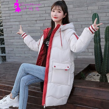少女冬装加厚保暖棉衣外套女中学生修身显瘦棉袄米色l建议100110斤