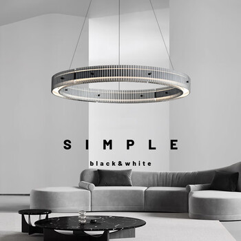 意式极简客厅吊灯现代简约高端玻璃灯大气轻奢全铜餐厅主卧室吊灯 单