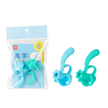 得力(deli)五指握笔护套/矫正器  硅胶正姿铅笔套 幼儿园小学生写字姿势纠正器 蓝绿2个装 