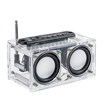 优品沃目收音机音响DIY套件双声道功放蓝牙音箱带频谱FM调频电子制作焊接练习  套件+喇叭+外壳