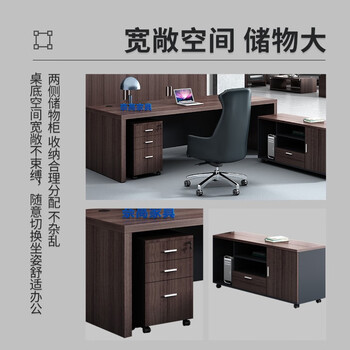 奈高（NAIGAO）老板桌现代简约办公桌板式大班台经理桌主管桌 1.6米 单桌+活动柜