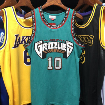 滕讯体育nba专营密绣版灰熊队10号迈克毕比球衣98年复古绿色网眼刺绣