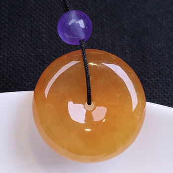 慈心缘黄翡平安扣吊坠冰种翡翠冰透水润缅甸a货玉石珠宝首饰送女友