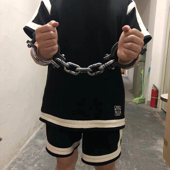 手铐 重型手铐手链影视道具囚犯仿真刑具铁链学校舞台剧万圣节舞会