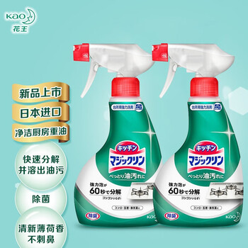 花王（KAO）油烟机清洗剂400ml*2厨房重油去污清洁泡沫（薄荷清香）日本进口
