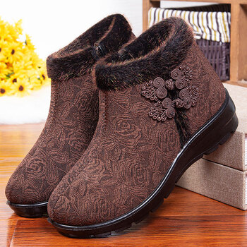 款棉鞋冬天防滑80岁老人穿的老年人保温鞋子软底雪地靴老北京妈妈鞋