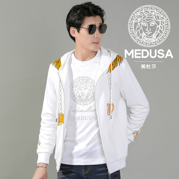 medusa美杜莎连帽卫衣男装秋冬新品时尚潮流休闲轻奢潮牌加绒开衫外套