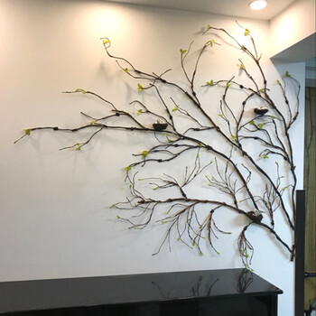 仿真树枝挂美式乡村复古干花仿真树枝壁挂干枝藤条北欧中式立体背景