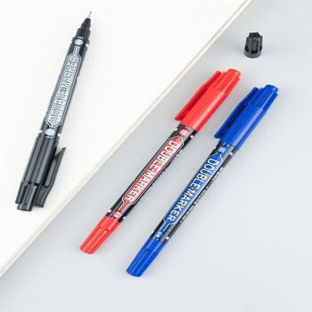 晨光勾线笔MG2130小双头油性笔记号笔黑色红色学生用蓝色 12支装