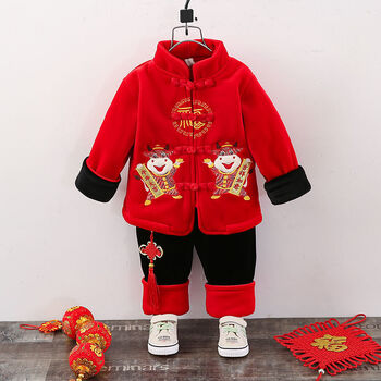 宝宝唐装冬季冬装虎年小孩过年穿的衣服儿童春节服装新年套装冬天冬2