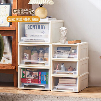 清野の木 衣物收纳箱特大号抽屉收纳盒储物箱 30L透白 3个装