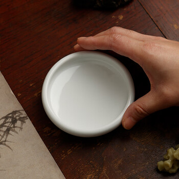 漢墨 白瓷小墨碟 初学者学生简易清洗实用墨海笔架 文房四宝陶瓷颜料颜彩料碟