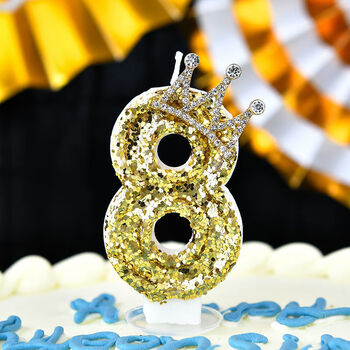 喆坊  2022年新款金粉皇冠数字生日蜡烛浪漫公主女孩创意ins烘焙蛋糕