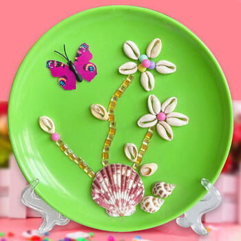贝壳画手工diy幼儿园儿童制作材料包圆盘粘贴画女孩玩具儿童27号2款装