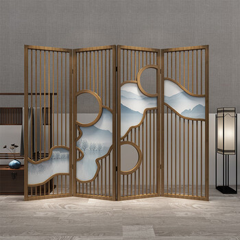 会议厅酒楼别墅进门玄关遮挡折叠创意简约屏风松木宽60高180cm单扇
