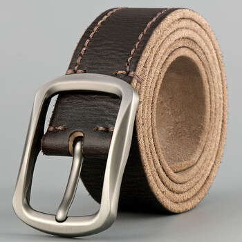皮带男真牛皮针扣头层纯牛皮复古中年男士腰带手工青年休闲牛仔裤带深
