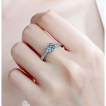 dr钻戒莫桑钻银莫桑石钻戒女闭口戒指求婚结订婚活口指刻字列系dr