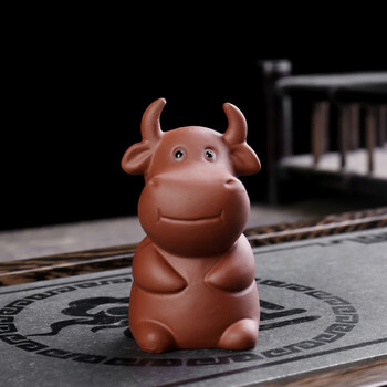 聪益可新款紫砂十二生肖属相茶宠创意可养茶具办公室可爱迷你陶瓷摆牛
