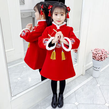 微爱的小松鼠 女童拜年服宝宝儿童过年服中国风新款新年装旗袍唐装冬装汉服 Q77