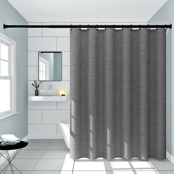 映融浴帘淋浴帘免打孔伸缩杆浴室防水洗浴帘布卫生间保暖洗澡帘干湿