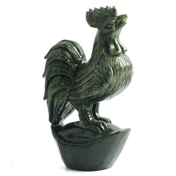 玄众阁 南玉石金鸡摆件属鸡石雕大公鸡黄玉12生肖玉鸡属相石鸡 南玉鸡