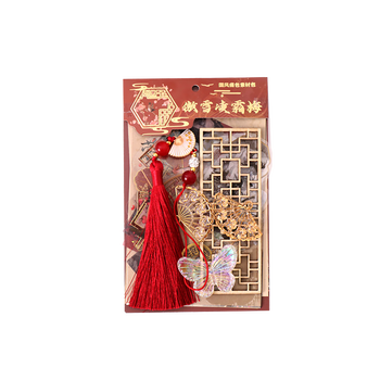 递乐创意手工DIY套装中国风痛包材料包古风贴纸学生包包笔袋装饰材料包素材包 SZ-450-傲雪凌霜梅