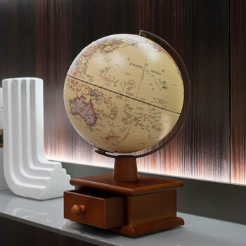 FUNGLOBE朋宸地球仪20cm复古款小号学生用珠宝收纳盒3D立体浮雕智能AR益智启蒙家居摆件卧室书房台灯中英文