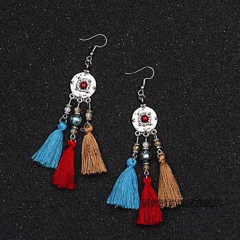 异域风耳饰云南少数民族耳环女西双版纳傣族饰品波西米亚羽毛配饰 003